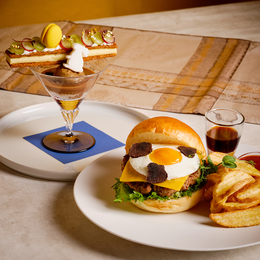【グラマシースイート限定】トリュフ仕立てのお月見バーガー＆お月見パフェのスペシャルセット　イメージ画像
